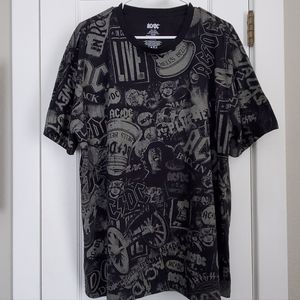 AC/DC All-Over Print 2XL Short Sleeve Tour T-Shirt Rock N Roll Band
